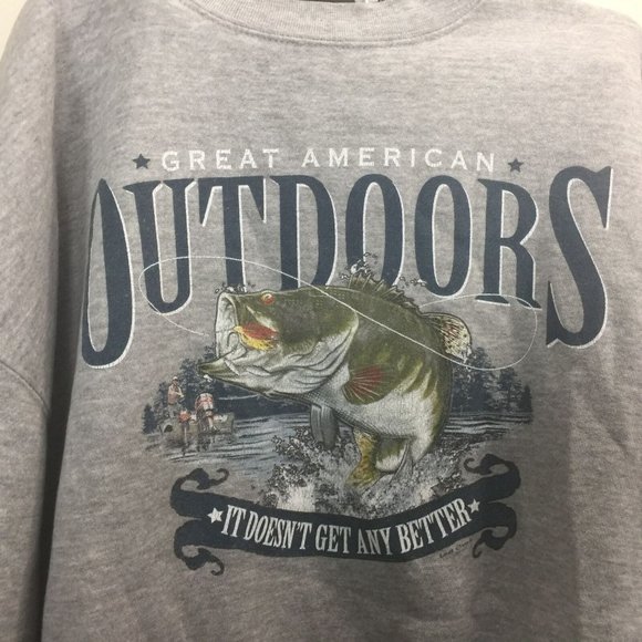 VTG American Outdoors Fishing Bass Crewneck Sweater Men's Size medium Mea - Picture 2 of 5